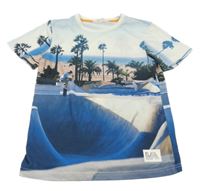 Modro-bílé vzorované tričko s palmami H&M