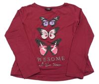 Tmavorůžové triko s motýly Page one young