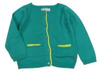 Zelený propínací svetr s proužky Reserved