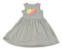 Šedé melírované bavlněné šaty se srdíčkem OVS
