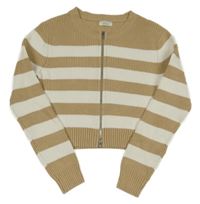 Béžovo-bílý pruhovaný propínací crop svetr Primark