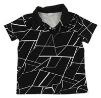 Černo-bílé vzorované polo tričko 