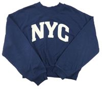 Tmavomodrá oversize mikina s nápisem H&M