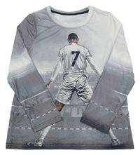 Šedo-bílé triko s fotbalistou Cristiano Ronaldo