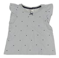Světlemodro-bílé proužkované tričko se srdíčky H&M