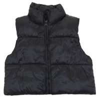 Černá šusťáková zateplená crop vesta 