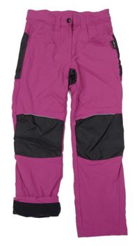 Purpurovo-černé šusťákové outdoorové podšité kalhoty Active Touch