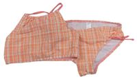 Světleoranžovo-bílé kostkované krepové tankini Matalan