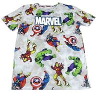 Světlebéžovo-bílé batikované melírované tričko s Avengers a logem PEP&CO