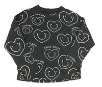 Černošedé oversize triko se srdíčky/smajlíky M&S