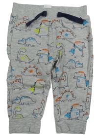 Šedé melírované tepláky s dinosaury C&A