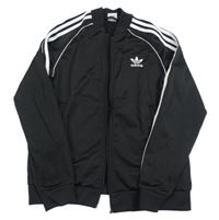 Černo-bílá propínací mikina s pruhy a logem Adidas