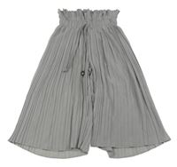 Šedé plisované paper bag culottes kalhoty