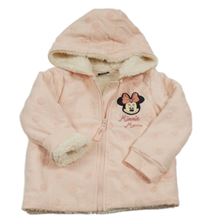 Světlerůžová puntíkatá propínací zateplená mikina s Minnie a kapucí George