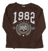 Tmavohnědé triko s číslem Page one young