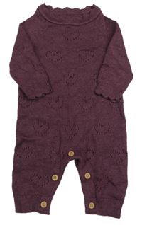 Mahagonový melírovaný úpletový overal s perforovanými srdíčky George