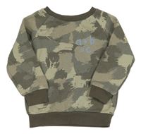 Army-tmavohnědošedá mikina s písmenky PRIMARK