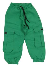 Zelené cargo cuff šusťákové kalhoty 