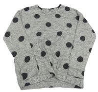 Šedo-bílá melírovaná puntíkatá úpletová oversize mikina s překřížením F&F