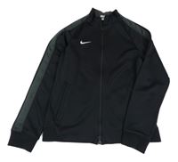 Černá thermo propínací mikina s logem a pruhem Nike