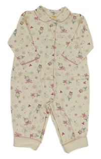 Smetanový overal s medvídky a vločkami a límečkem tks