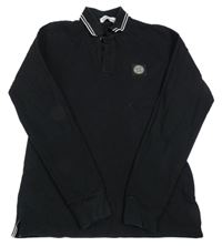 Černé mikinotriko s nášivkou a límečkem s pruhy STONE ISLAND