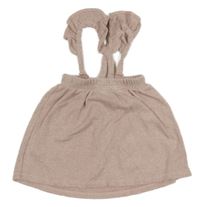 Pudrová melírovaná žebrovaná úpletová sukně s kšandami s volánky George