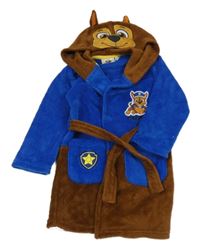 Safírovo-tmavohnědý plyšový župan s PAW PATROL - Chase nickelodeon