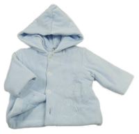 Světlemodrý sametový zateplený kabátek s tučňáčkem a kapucí Sarah Louise