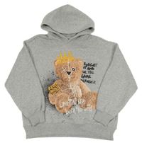 Šedá melírovaná mikina s medvídkem a kapucí ZARA