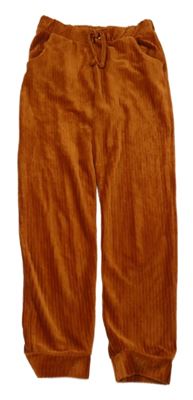 Rezavé žebrované cuff sametové kalhoty Candy Couture