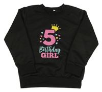 Černá narozeninová mikina s číslem a nápisy a korunkou