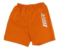Tmavooranžové šusťákové sportovní kraťasy s potiskem SHEIN