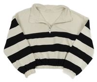 Bílo-černá pruhovaná crop mikina H&M