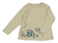 Smetanové triko s pávem a flitry S. Oliver