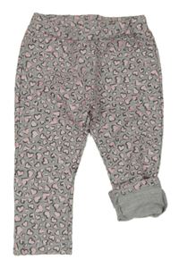 Šedé melírované teplé tepláky se srdíčky 