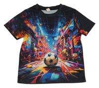 Tmavomodro-barevné sportovní tričko s míči