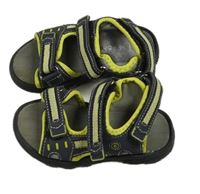 Tmavomodrošedo-limetkové koženkovo/textilní outdoorvé sandály Bobbit Shoes vel. 24