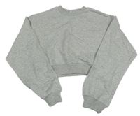 Světlešedá melírovaná crop mikina H&M