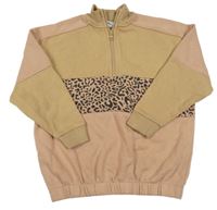 Pudrovo-světlehnědá mikina se vzorem Tu