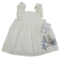 Nové - smetanová šatová tunika s králíčky - Peter Rabbit a volánky