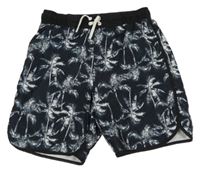 Černé plážové kraťasy s palmami H&M