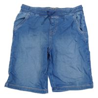 Modré PULL ON teplákové riflové kraťasy Denim Co.