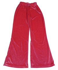 Růžové sametové culottes kalhoty 
