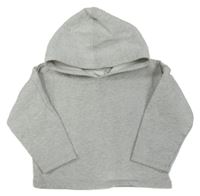 Světlešedá melírovaná oversize crop mikina s kapucí Next