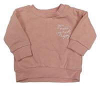 Růžová mikina s nápisy a srdíčky PRIMARK