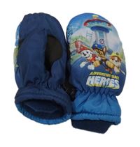 Modro-bílé šusťákové zimní palcové rukavice s PAW PATROL nickelodeon