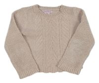 Světlepudrový žebrovaný vzorovaný žinylkový crop svetr Tommy Bahama