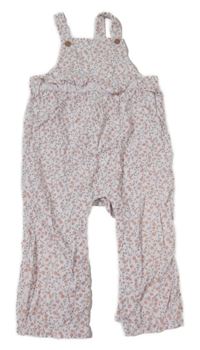 Světlerůžové manšestrové laclové kalhoty s rozkvetlými větvičkami a volánkem M&S
