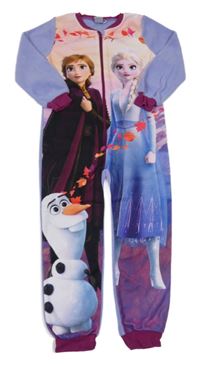 Světleoranžovo-růžovo-fialovo-vínový fleecový overal s Frozen Disney
